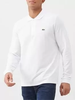 Image of Lacoste Sportswear Classic Long Sleeve Pique Polo Shirt - White, Size 5, Men