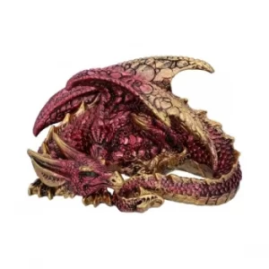 Image of Aaden Red and Golden Resting Dragon Figurine