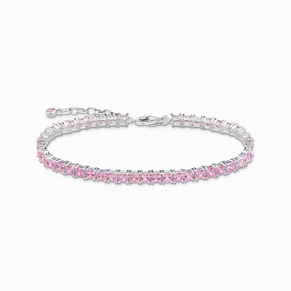 Image of Thomas Sabo Sterling Silver Sterling Silver Pink Stones Tennis Bracele