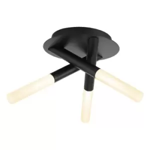 Image of Spa Crux 3 Light Tubular Ceiling Light Frosted Glass and Matt Black