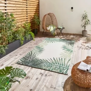 Image of Miami Leaf Edge Indoor Outdoor Rug Green/White