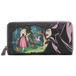 Image of Loungefly Disney Villains Scene Maleficent Sleeping Beauty Zip Around Wallet