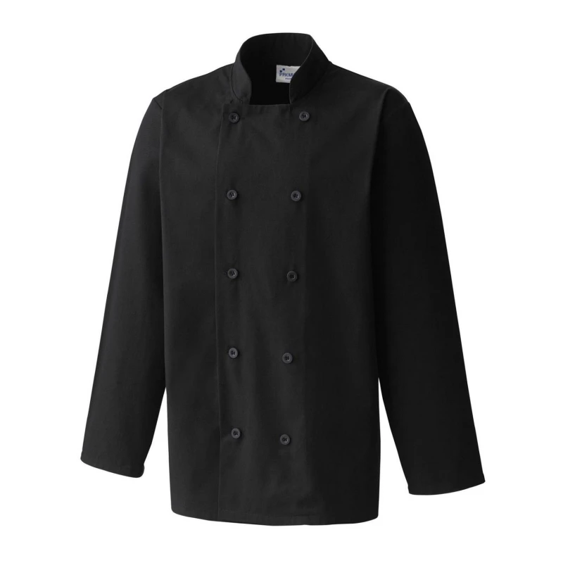 Image of Premier Premier Men Long-Sleeved Chef Jacket in Black Size: Medium Black M Male 5063470537716
