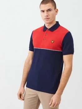 Image of Lyle & Scott Yoke Stripe Polo Shirt - Red/Navy, Red/Navy, Size L, Men