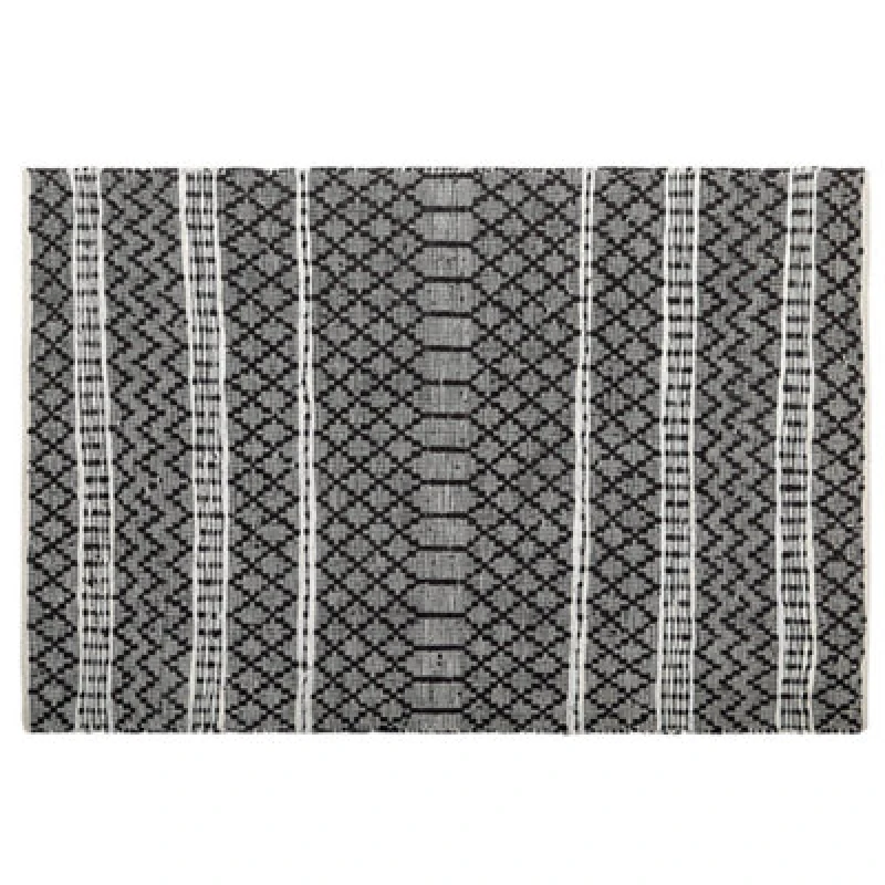 Image of Beliani Rug Fehimli Black 140 X 200 Cm Leather