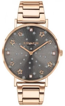 Image of Coach Womens Perry Rose Gold PVD Bracelet Grey Star Watch
