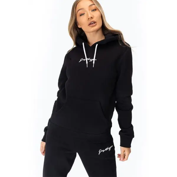 Image of Hype Scribble Logo Womens Pullover Hoodie - Black 8