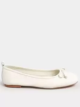 Image of Long Tall Sally Leather Ballerina - White, Size 12, Women