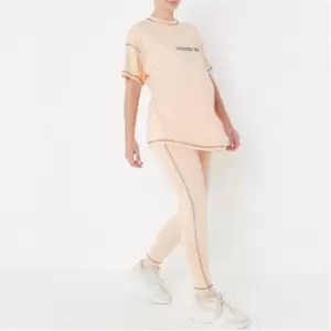 Image of Missguided Contrast Stitch Legging - Nude