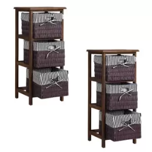Image of Basket Shelf 2 Pcs Set Brown/Black Paulownia Wood