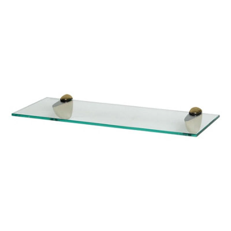 Image of Harbour Housewares Floating Glass Shelf - 50Cm - Gold Brackets - Bathroom Shower Storage Vanity Display Unit Shelf