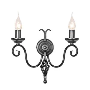 Image of 2 Light Indoor Candle Wall Light Black with Shade