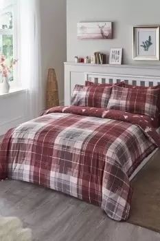 Image of Winter Robin Check Brushed Cotton Duvet Set
