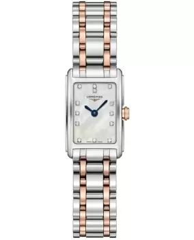 Image of Longines DolceVita Mother of Pearl Diamond Dial Rose Gold and Stainless Steel Womens Watch L5.258.5.87.7 L5.258.5.87.7
