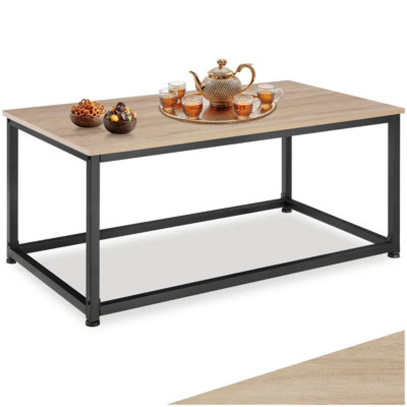 Image of Tectake Coffee Table - Rectangular With Height-Adjustable Plastic Feet - Industrial Wood Light, Oak Sonoma