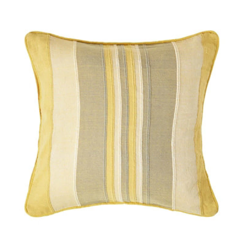 Image of Homescapes Cotton Striped Yellow Cushion Cover Morocco , 60 X 60 Cm