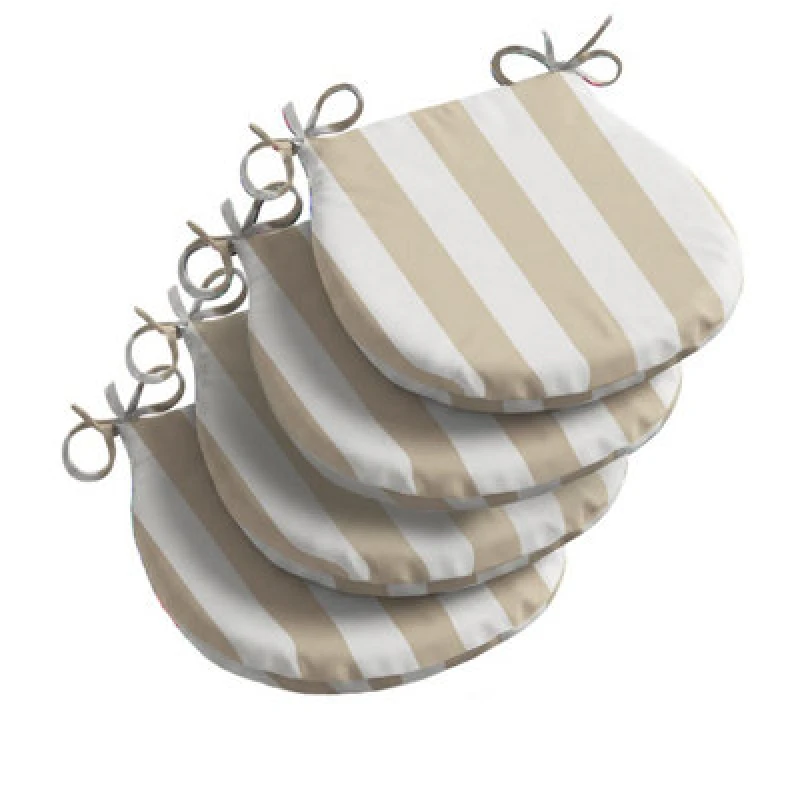 Image of Luxury Living Wide Striped Outdoor D Shaped Seat Pad in Beige Size: 4 Pack Beige Unisex 4 Pack