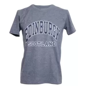 Image of Mens Edinburgh Scotland Print Short Sleeve T-Shirt/Top (S - 34" - 36inch) (Heather Navy)