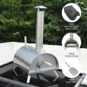 Image of Outdoor Tabletop Pizza Oven Smoker Barbeque Countertop Garden Oven Cooker Portable Grill Stainless Steel Pizza Peel, Pizza Stone, Pizza Cutter,