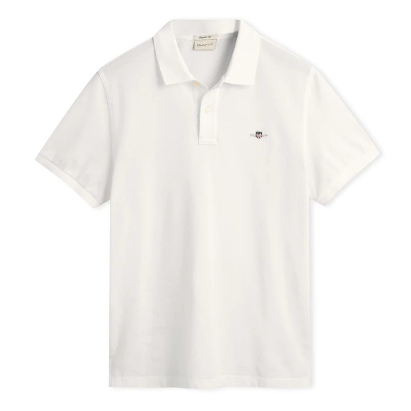 Image of Gant Shield Piqu Polo Shirt - White White M
