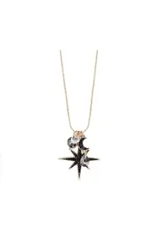 Image of Rose Gold And Jet Star Charm Necklace