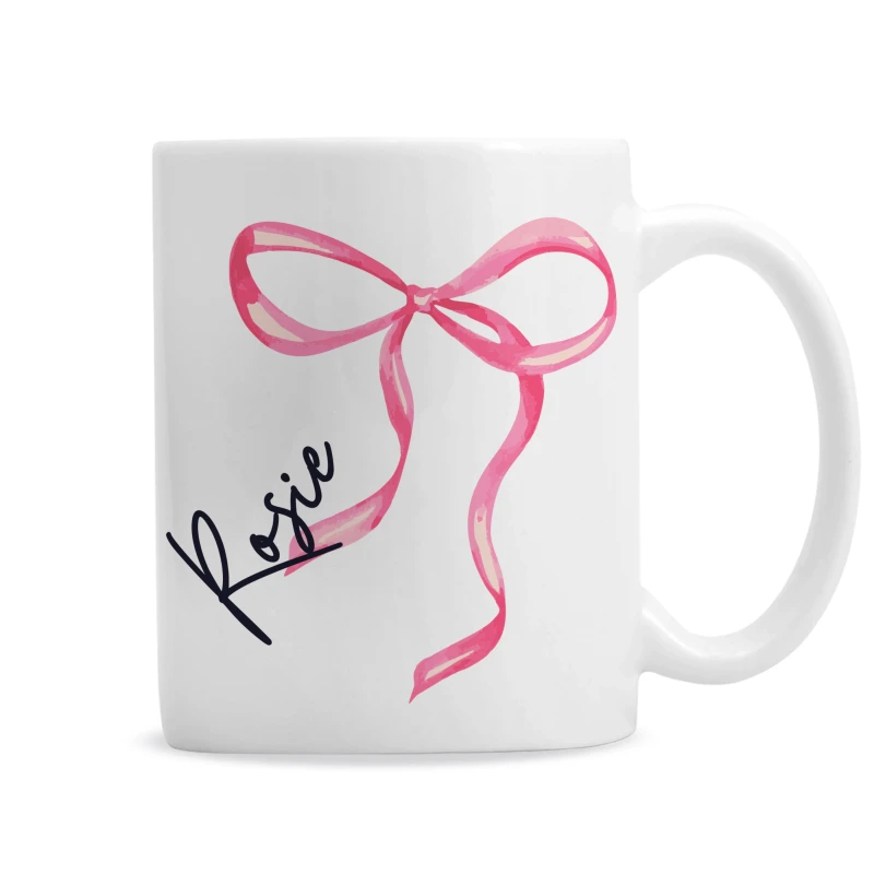 Image of Personalised Memento Company Womens Personalised Bow Mug in White White Female