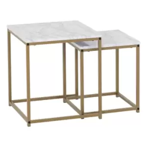 Image of Seconique Dallas Nest Of 2 Tables - Marble/Gold Effect