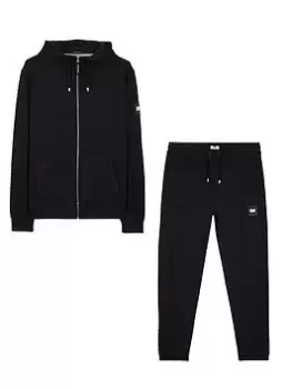 Image of Weekend Offender Weekend Offender New York Badge Zip Up Hood Jog Suit, Black, Size S, Men