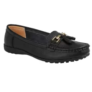 Image of Boulevard Womens/Ladies Action Leather Tassle Loafers (7 UK) (Black)