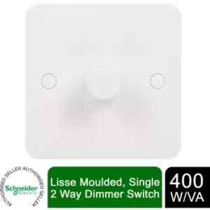 Image of Schneider Electric Lisse White Moulded - Single 2 Way Dimmer Light Switch, 400W/400VA, GGBL6012CS, White