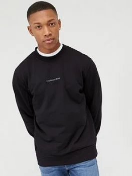 Image of Calvin Klein Jeans Instit Chest Logo Sweatshirt - Black