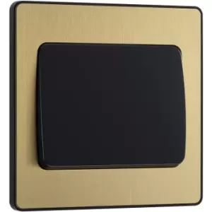 Image of BG Evolve Brushed (Black Ins) Single Light Switch, 20A 16Ax, 2 Way, Wide Rocker in Brass Steel
