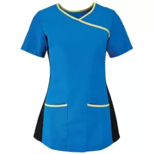 Image of Alexandra Womens/Ladies Medical/Healthcare Stretch Scrub Top (M) (Blade Blue/Lime)