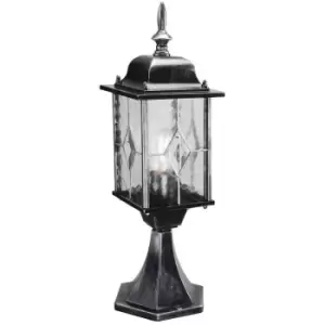 Image of Elstead Wexford - 1 Light Outdoor Pedestal Lantern Black Silver IP43, E27