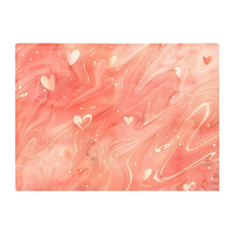 Image of Warren Reed Designer Salmon Pink With Hearts Marble Effect Chopping Board
