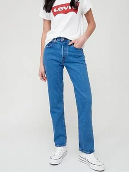 Image of Levis 501&reg; Crop Straight Leg Jean - Jazz Pop, Blue, Size 29, Inside Leg 28, Women