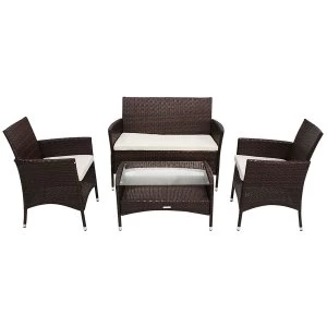 Image of Charles Bentley 4-Seater Rattan Garden Furniture Set - Brown