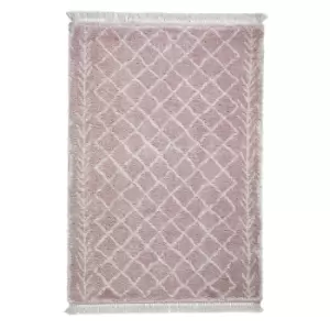 Image of Fringed Berber Style Rug - Rose