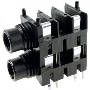 Image of 6.35mm audio jack Socket horizontal mount Number of pins 2 Mono Black Cliff FCR1116