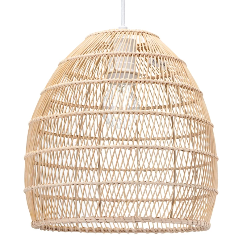 Image of Happy Homewares Traditional Vintage Spiral Cage Design Natural Brown Rattan Ceiling Lamp Shade Brown Unisex