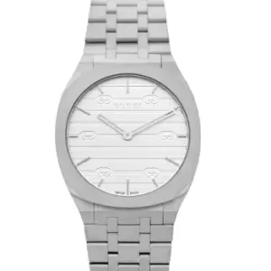 Image of GUCCI 25H Quartz Silver Dial Ladies Watch 34 mm