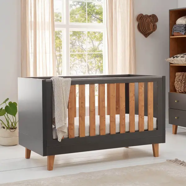 Image of Tutti Bambini Como Cot Bed - Slate Grey / Rosewood