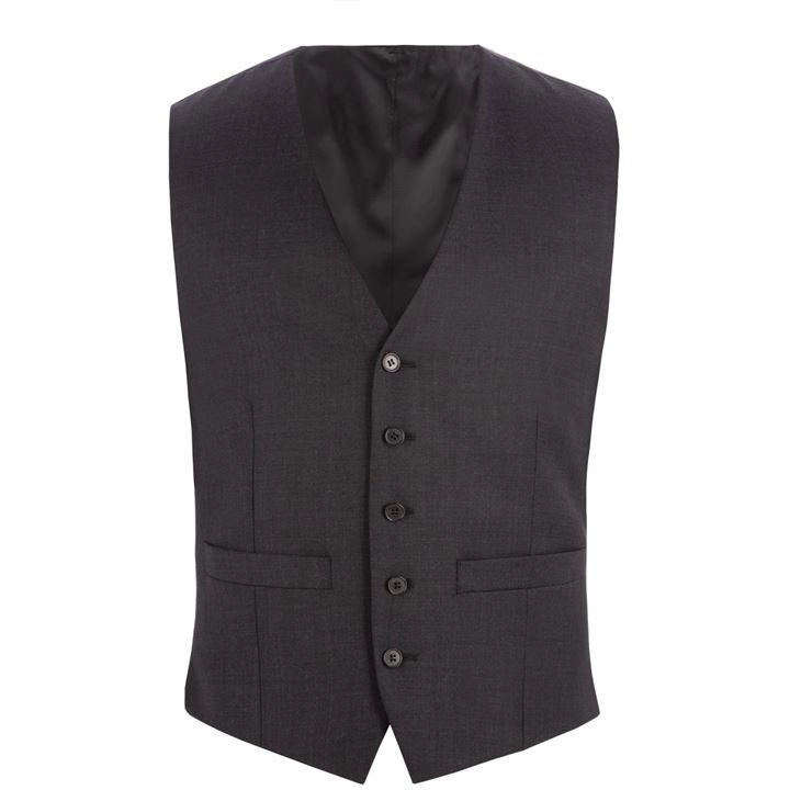 Image of Racing Green Charcoal Pick and Pick Tailored Waistcoat - 36R - grey