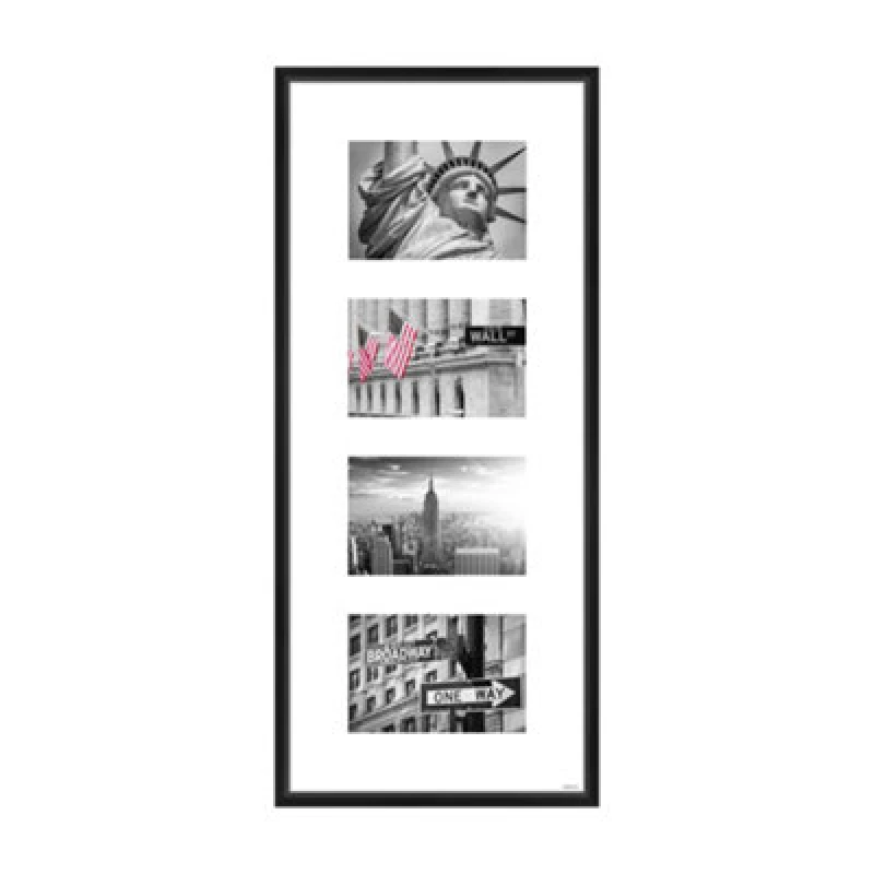 Image of Nielsen Gallery Picture Frame 25x60cm With Mount for 4 Pictures 4x6 - Black Black