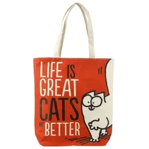 Image of Simons Cat Life is Great Cotton Zip Up Shopping Bag