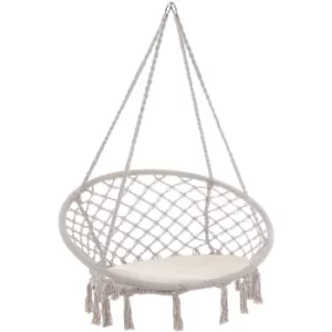 Image of Hanging Swing Chair Hammock Garden Camping 150kg Basket Outdoor Patio Relaxing Beige