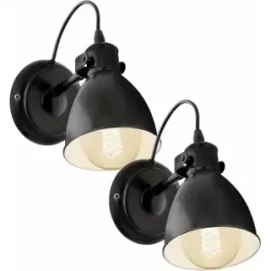 Image of Loops - 2 pack Adjustable Wall Light Sconce Black & White Bowl Shade 1x 40W E27