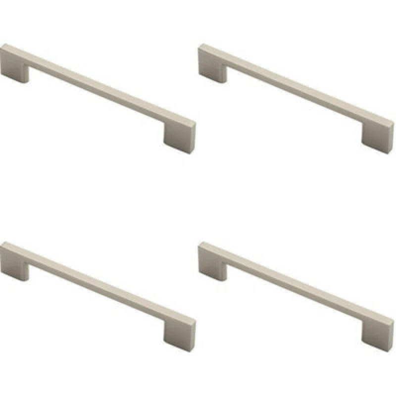 Image of Loops 4x Slim D Shape Pull Handle 152 x 7.5mm 128mm Fixing Centres Satin Nickel Metallics unisex