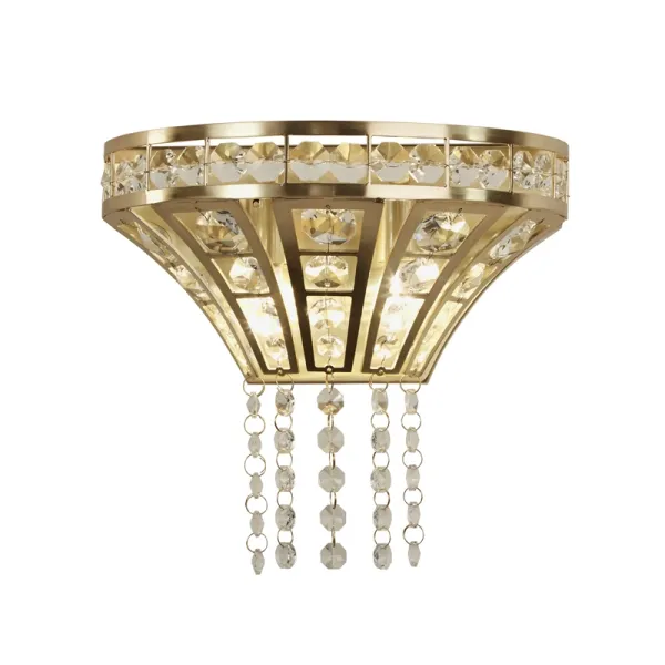 Image of Searchlight Gemma Flush Wall Light - Satin Brass