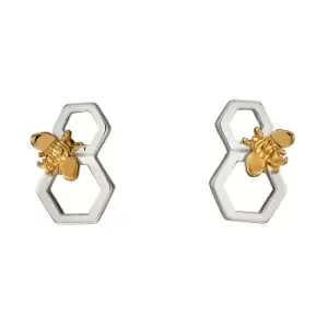 Image of Sterling Silver and Gold Plated Honeycomb and Bee Earrings